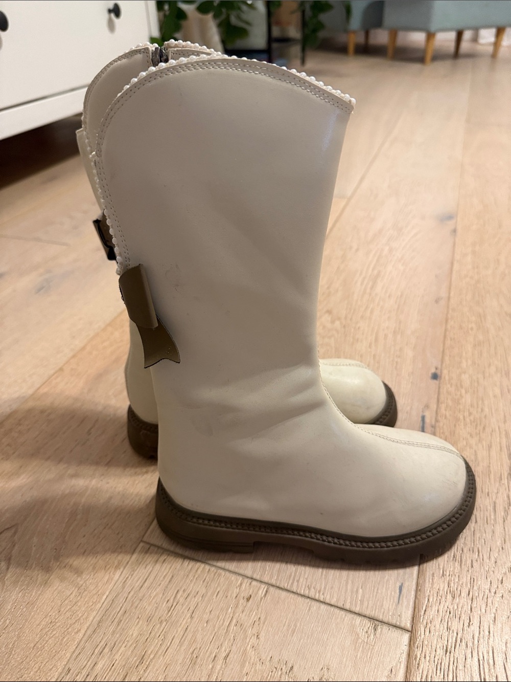Joyfolie Cream and Brown Girls' Mid-Calf Boots